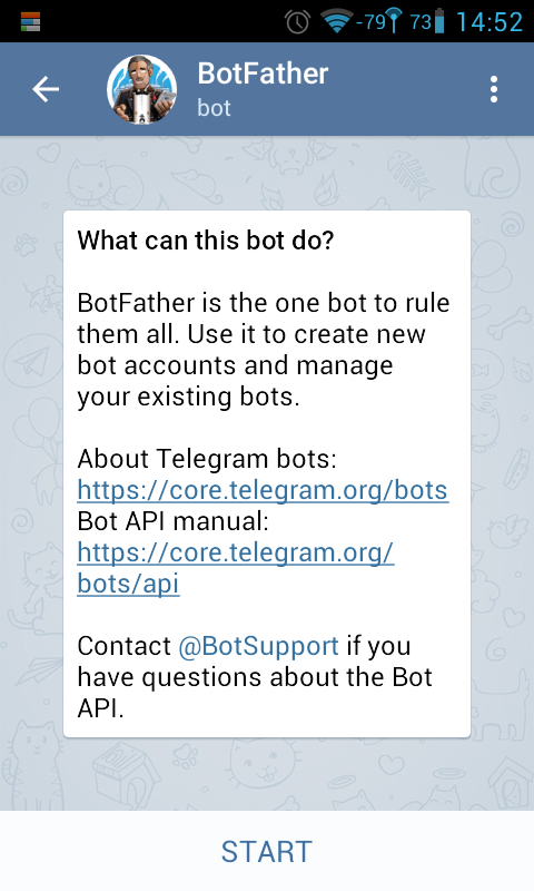 BotFather 채팅 화면